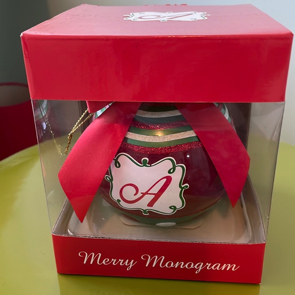 NWOT Merry Monogram A Ornament